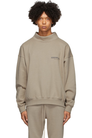 Essentials: Taupe Mock Neck Sweatshirt | SSENSE