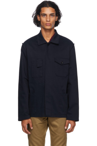 Maison Margiela: Navy Gabardine Over Shirt | SSENSE