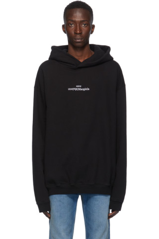 Maison Margiela: Black Logo Hoodie | SSENSE