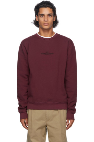 Maison Margiela: Burgundy Logo Sweatshirt | SSENSE