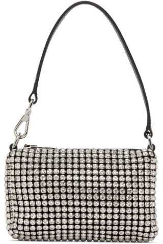 Alexander Wang: Black & White Mini Rhinestone Wangloc Bag | SSENSE