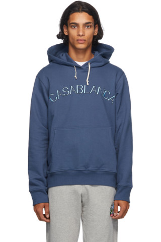 Casablanca: Blue Arch Logo Hoodie | SSENSE