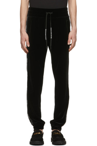 Versace Jeans Couture: Black Velour Logo Track Pants | SSENSE