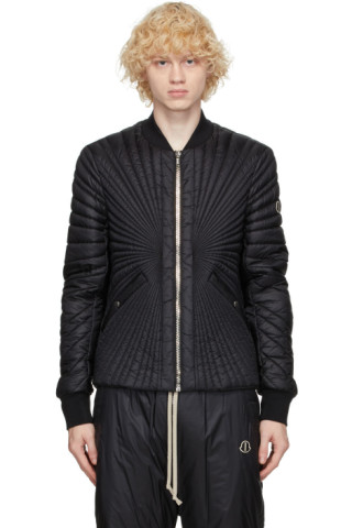 Rick Owens: Black Moncler Edition Down Angle Jacket | SSENSE