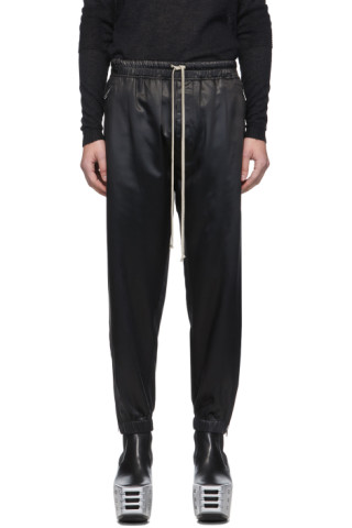 Rick Owens: Black Satin Cropped Lounge Pants | SSENSE