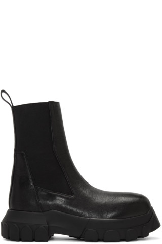 Rick Owens: Black Mega Bozo Tractor Chelsea Boots | SSENSE