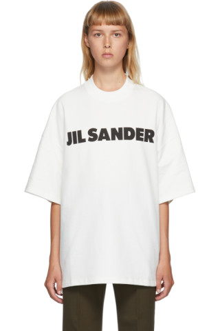Jil Sander: SSENSE Exclusive White Boxy Logo T-Shirt | SSENSE