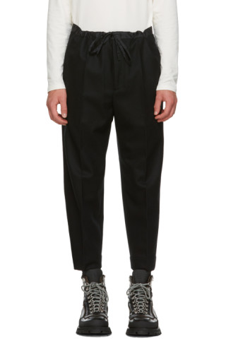 Jil Sander: Black Wool Flannel Cropped Trousers | SSENSE