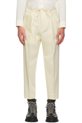 Jil Sander: Off-White Wool Flannel Cropped Trousers | SSENSE