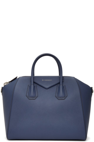 Givenchy: Navy Medium Antigona Bag | SSENSE