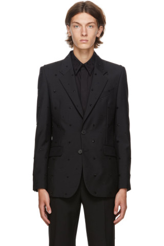 Givenchy: Black Embroidered Evening Blazer | SSENSE
