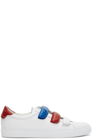Givenchy: White & Red Velcro Urban Knots Sneakers | SSENSE