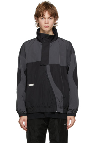 C2H4: Black & Grey Arc Sculpture Jacket | SSENSE