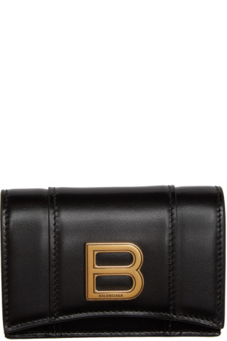Balenciaga: Black Mini Hourglass Wallet | SSENSE