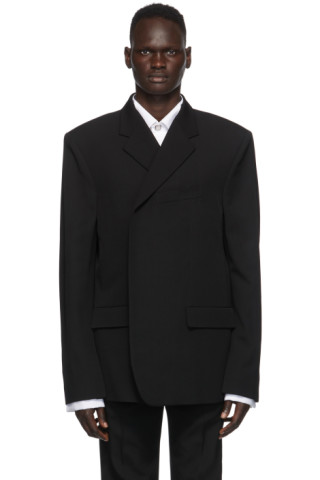 Balenciaga: Black Wool Phone Holder Blazer | SSENSE