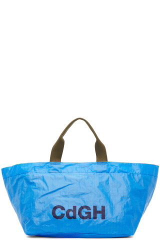 Comme des Garçons Homme Plus: Blue Logo Tote | SSENSE