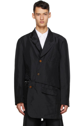 Comme des Garçons Homme Plus: Black Double Twill Garment-Treated Blazer ...