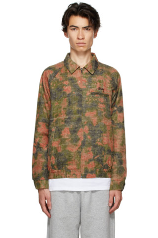 Stüssy: Green & Orange Reverse Jacquard Bryan Jacket | SSENSE