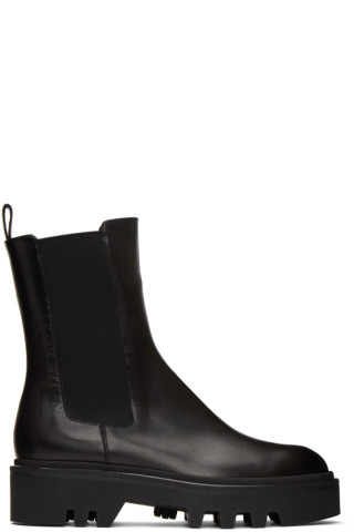 Dries Van Noten: Black Leather Chelsea Boots | SSENSE