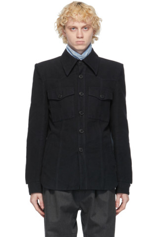 Dries Van Noten: Black Shirt Jacket | SSENSE Canada