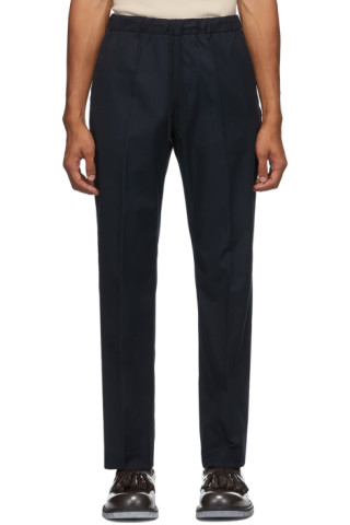 Dries Van Noten: Navy Formal Drawstring Trousers | SSENSE UK