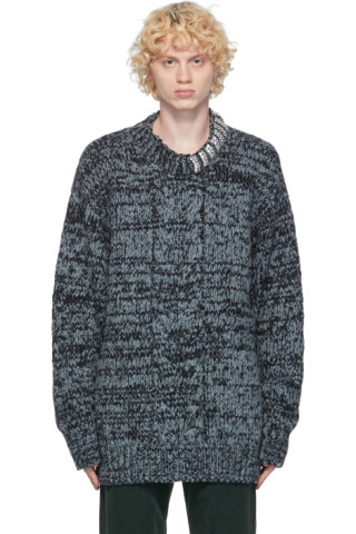 Blue Wool Maxi Sweater by Dries Van Noten on Sale