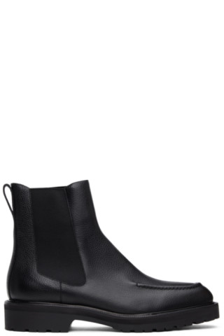 Black Pebble Grain Chelsea Boots by 