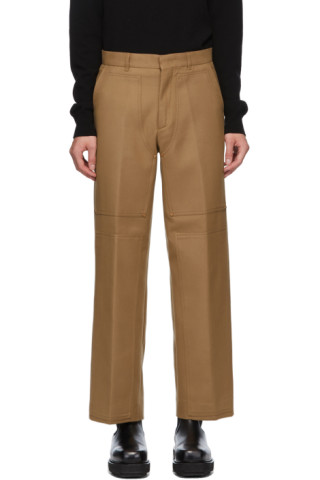 Andersson Bell: Tan Double Knee Wide Trousers | SSENSE