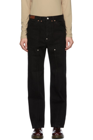 Andersson Bell: Black Matt Raw-Cut Jeans | SSENSE Canada