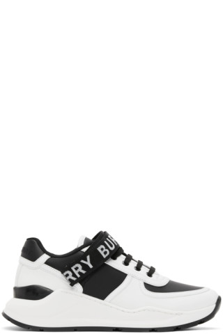 Burberry: White & Black Ronnie Sneakers | SSENSE