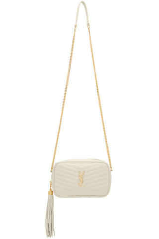 Saint Laurent: White Mini Lou Chain Bag | SSENSE