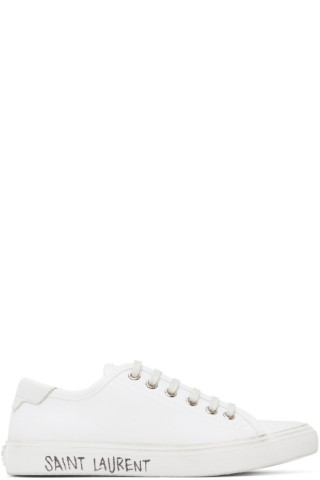 Saint Laurent: White Canvas Malibu Sneakers | SSENSE