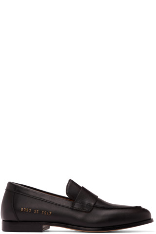 Common Projects: Black Leather Loafers | SSENSE