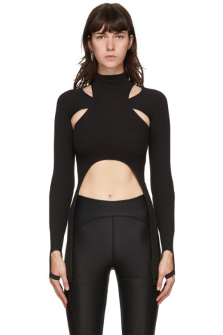 Hyein Seo: Black Garter Long Sleeve T-Shirt | SSENSE