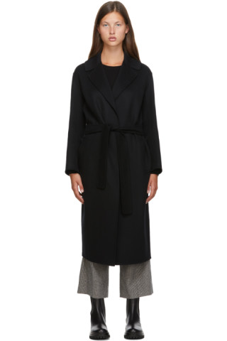 S Max Mara: Black Wool Lugano Coat | SSENSE