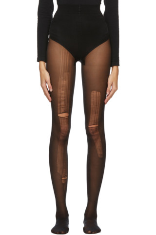 Gucci: Black Distressed Tights | SSENSE