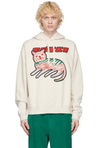 Gucci: Off-White Cat Logo Hoodie | SSENSE