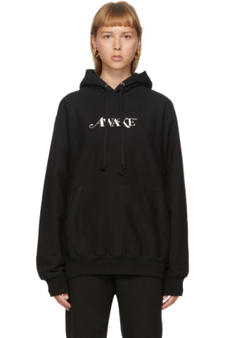 Awake NY: SSENSE Exclusive Black Embroidered Logo Hoodie | SSENSE