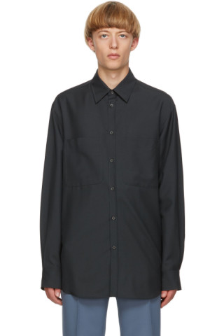 Valentino: Grey Mohair Cinch Shirt | SSENSE