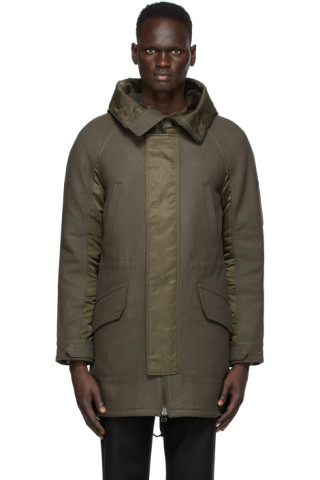 Yves Salomon - Army: Grey & Green Wool Hunter Parka | SSENSE