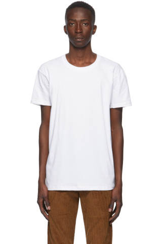 White Circular Knit T-Shirt by Naked & Famous Denim on Sale