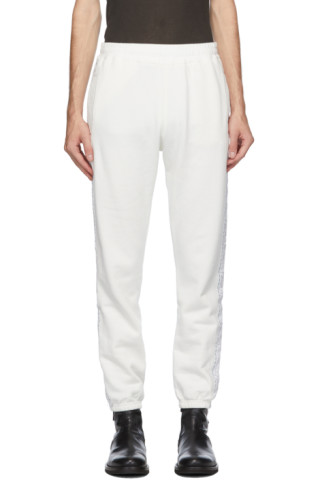Haider Ackermann: オフホワイト ロゴ テープ Perth ラウンジ パンツ 売り出し格安 <HAIDER ACKERMANN>裾リブ切替 イージーパンツ テーパード その他