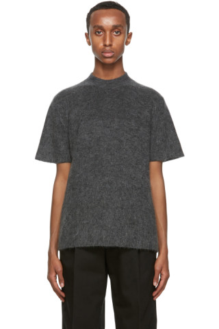 Jacquemus: Grey Mohair 'Le T-Shirt Maille' T-Shirt | SSENSE