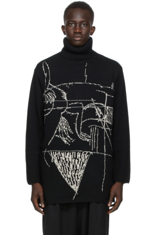 Yohji Yamamoto: Black Yuuka Asakura Edition Painting Turtleneck | SSENSE