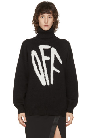 Off-White: Black & White Graffiti Turtleneck | SSENSE