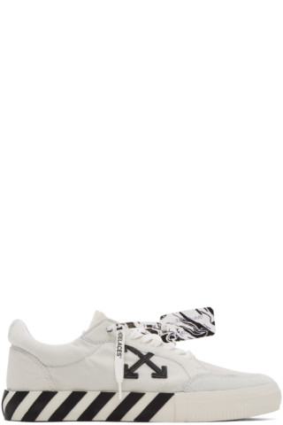 Off-White: White & Black Pony Vulcanized Low Sneakers | SSENSE