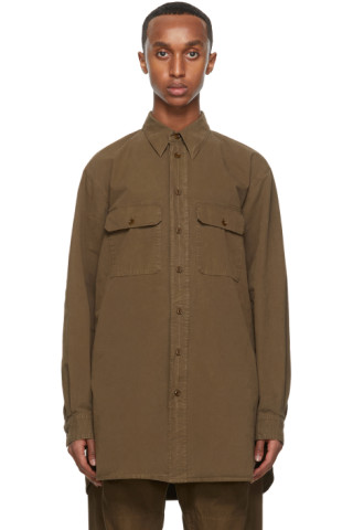 LEMAIRE: Brown Denim Military Shirt | SSENSE