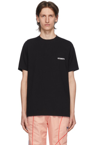 Buy VETEMENTS men black t-shirt inside out for $1,545 online on