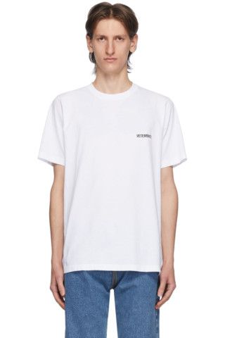 White Logo Front Back T-Shirt by VETEMENTS on Sale