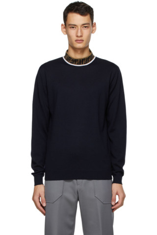 Navy 'Forever Fendi' Mock Neck Sweater 